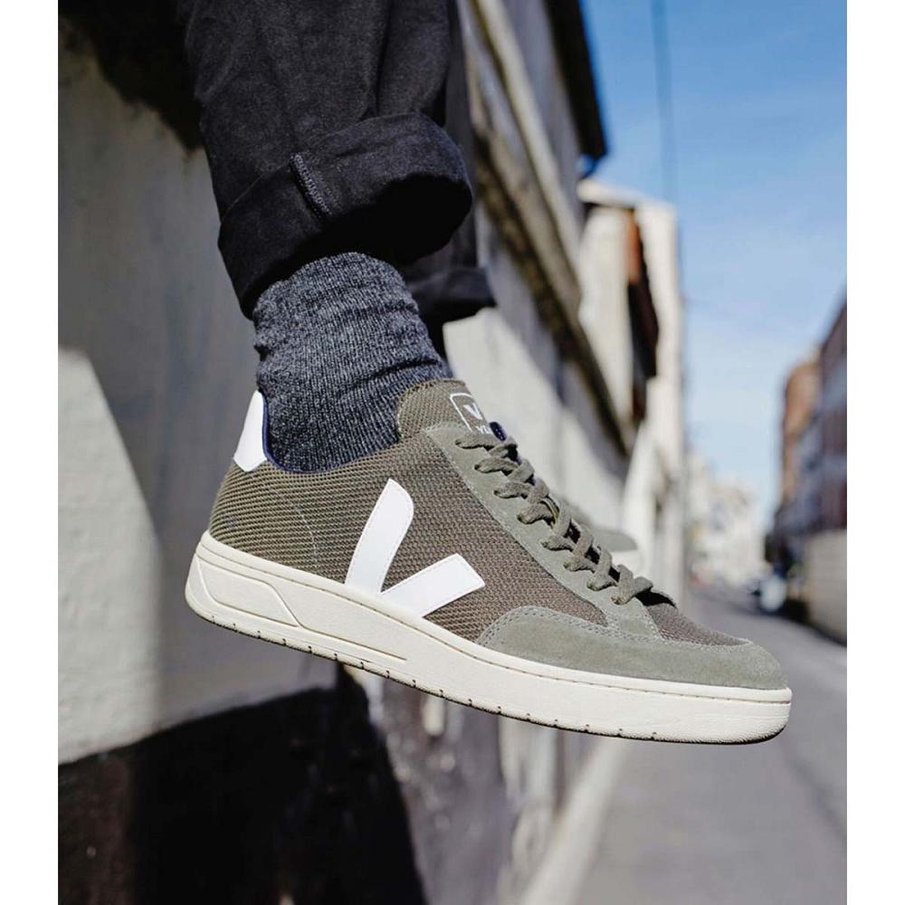 Veja V-12 B-MESH Sneakers Heren Olijfgroen | NL 343ILH